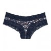 Victoria's Secret PINK tmavě modré brazilky s krajkovým lemem Stretch Cotton Lace-waist Cheeky Panty