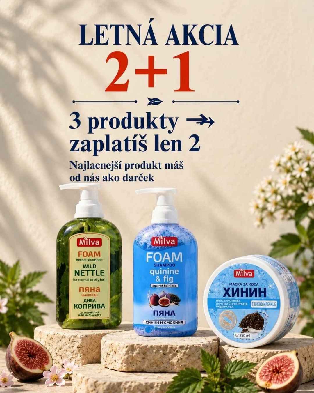 Letná akcia 2+1 zdarma na vybrané produkty Milva