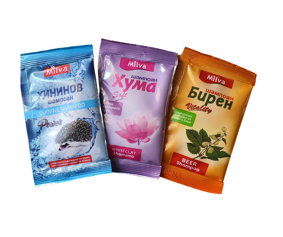 Milva - šampón chinín 12ml a šampón huma 12ml + šampón pivné droždie 12ml