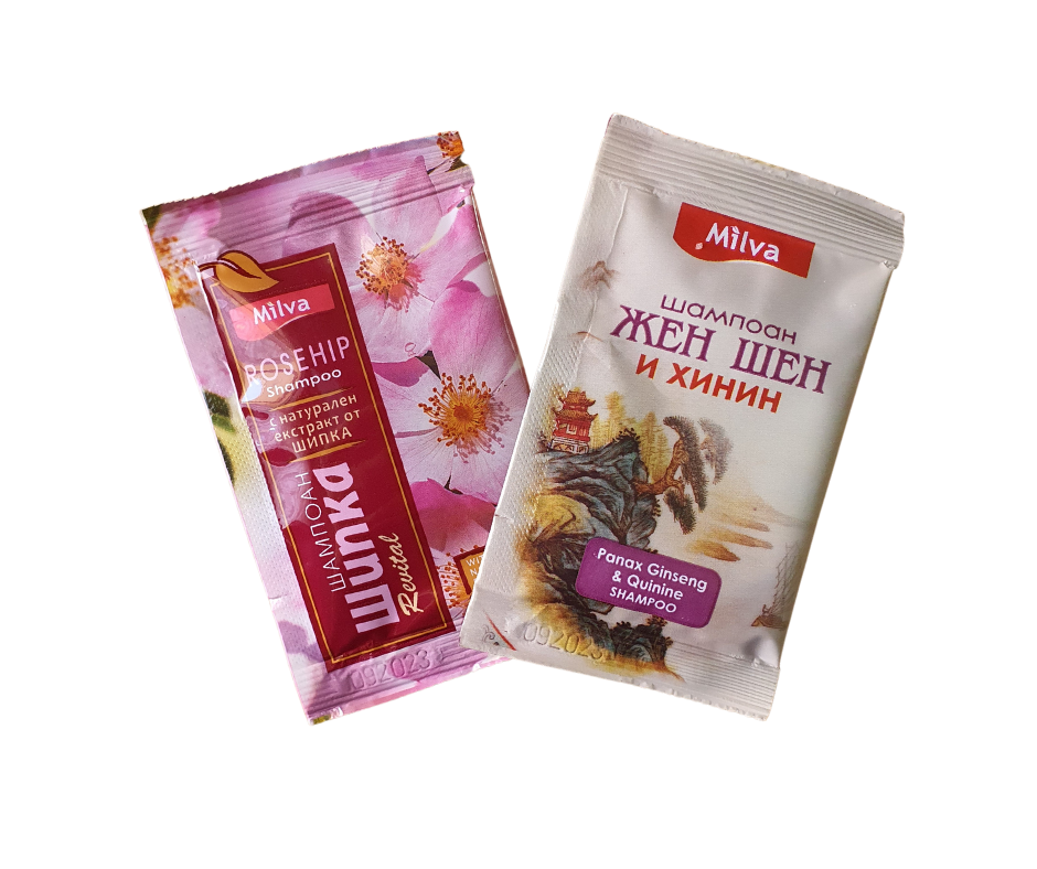 Milva - šampón ženšen a chinín 12ml a šampón šípka 8ml