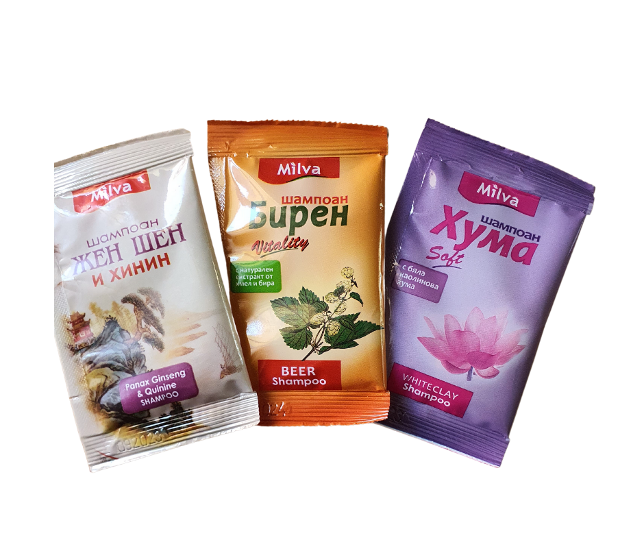 Milva - šampón ženšen a chinín 12ml + šampón huma 12ml + šampón pivné droždie 12ml