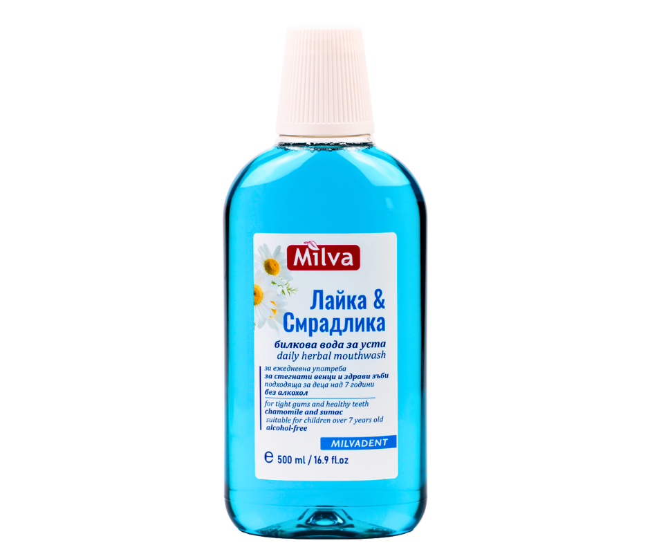 Milva bylinná ústna voda Harmanček a Škumpa 500 ml