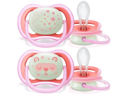 Philips AVENT Šidítko Ultra air noční 6-18m dívka, 2 ks