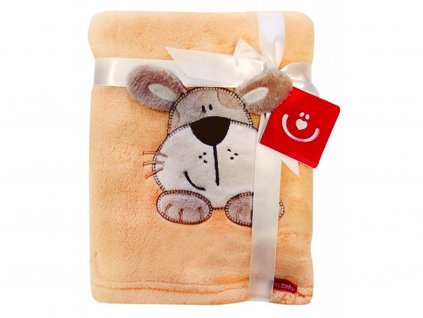 53888 2 detska deka s aplikaci pejsek hneda 76x102 cm bobobaby
