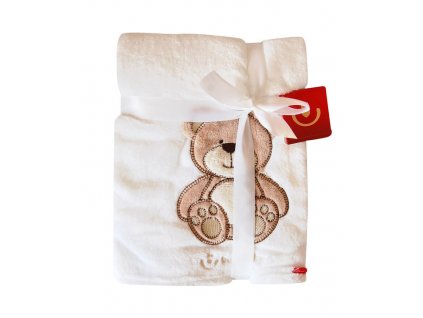 Dětská deka z mikrovlákna s 3D zvířátkem 76x102cm Bobobaby bílý medvídek