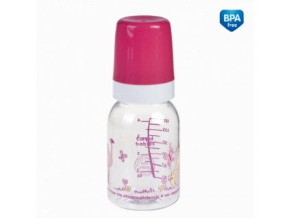 Canpol babies láhev s potiskem a úchyty 120 ml bez BPA růžová