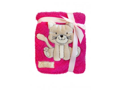 Dětská deka se zvířátkem tlačený vzor růžová kočička KCSN-02 76x102 cm Bobobaby
