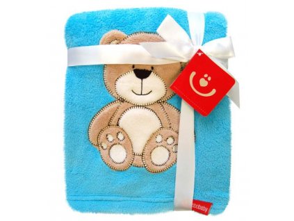 Dětská deka se zvířátkem 76x102 cm modrý medvídek Bobobaby