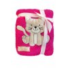 Dětská deka se zvířátkem tlačený vzor růžová kočička KCSN-02 76x102 cm Bobobaby
