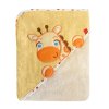 Kojenecká osuška s kapucí froté Bobobaby 76x76 cm žirafka