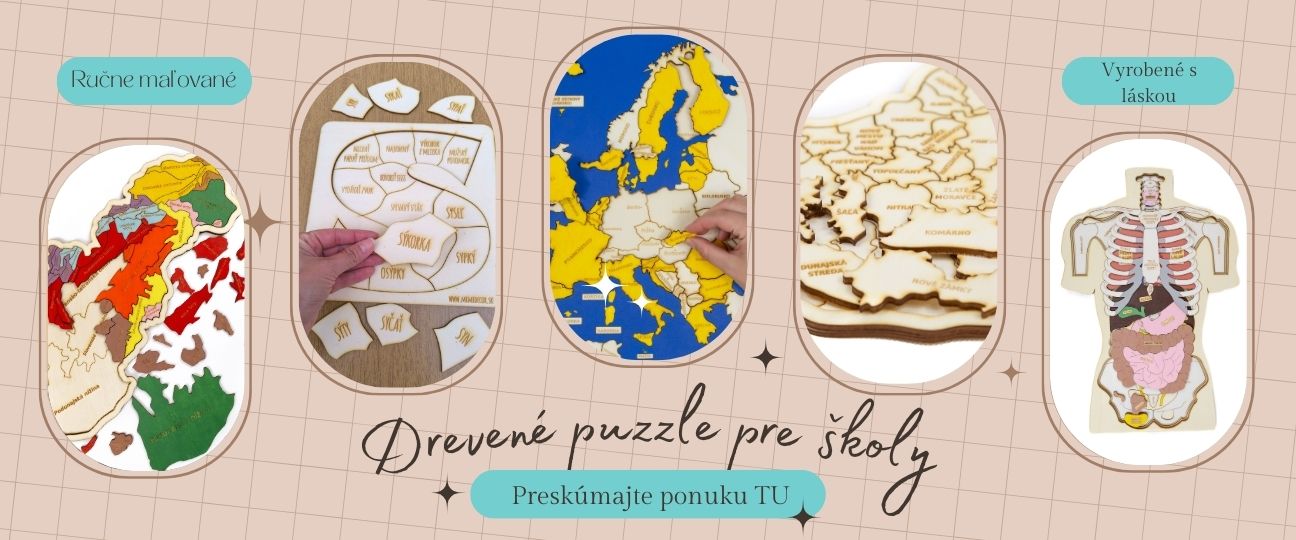 Drevené puzzle pre školy