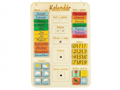malovany dreveny kalendar pre deti s magnetkami 1