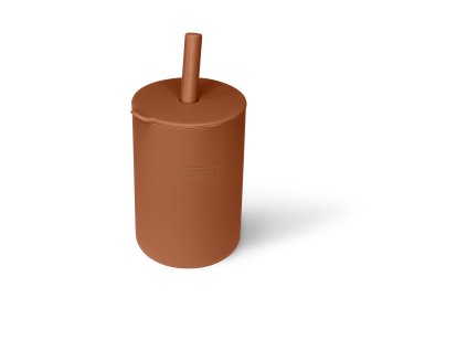 Silikonový Hrnek s brčkem Cihlově hnědá