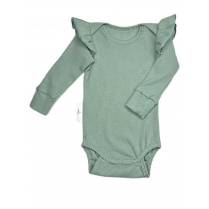 Body vel. 3-9 m. dlouhý rukáv VOLÁNKY Šalvěj