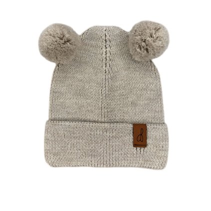 Čepice MERINO bambulky 6-12 měsíců Béžová