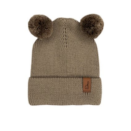 Čepice MERINO bambulky 6-12 měsíců Hnědá