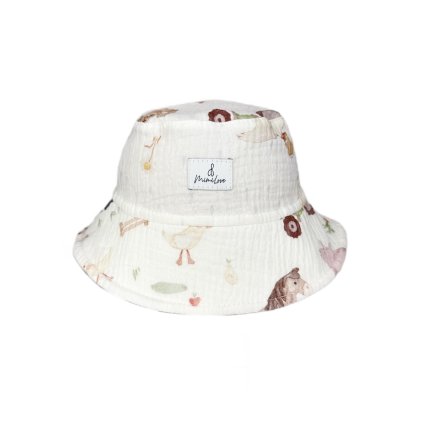 MUŠELÍNOVÝ klobouček vel. 7-11 let Farmář White