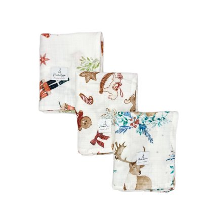 Sada mušelínových plen 75x75 cm Zimní krajina, Perníčky, Louskáček 2+1 zdarma