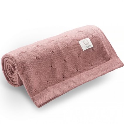 Celoroční deka z vlny merino JERSEY dark dusty pink / pivoňka