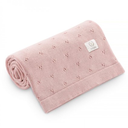 Celoroční deka z vlny merino JERSEY light dusty pink / meruňková