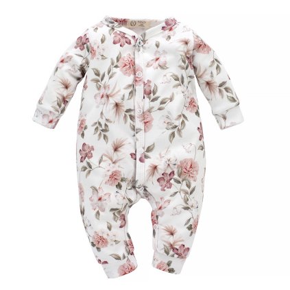 Overal s manžetkami Boho flowers pink vel. 62