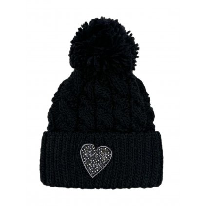 Zimní čepice SRDÍČKO TŘPYTKY vel. 2-10 let Černá