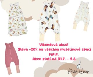 Víkendová akce! 💜 Sleva -20% na všechny mušelínové spací pytle. 💤😴 Akce platí od 31.7. - 2.8. 💤 #mimilove #spacipytel...