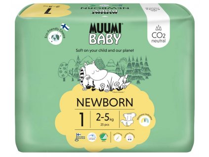 MUUMI  Baby 1 Newborn 2–5 kg (25 ks), eko plienky