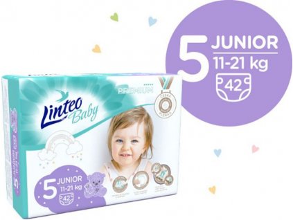 LINTEOBABY LINTEO BABY Premium Plienky jednorazové 5 JUNIOR (11-21 kg) 168 ks