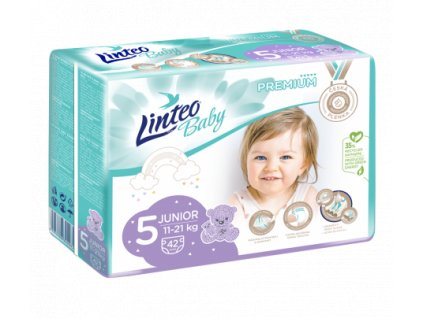 LINTEOBABY LINTEO BABY Premium Plienky jednorazové 5 JUNIOR (11-21 kg) 42 ks