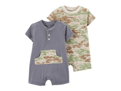 CARTERS CARTER'S Overal letný krátky rukáv GreyGreen chlapec 2ks 9m