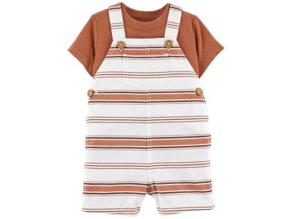 CARTERS CARTER'S Set 2dielny tričko kr. rukáv, kraťasy na traky Brown Stripes chlapec 18m