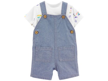 CARTERS CARTER'S Set 2dielny tričko kr. rukáv, kraťasy na traky Blue Boats chlapec 9m