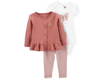 CARTERS CARTER'S Set 3dielny body kr. rukáv, kardigán, legíny Pink Butterfly dievča 6m