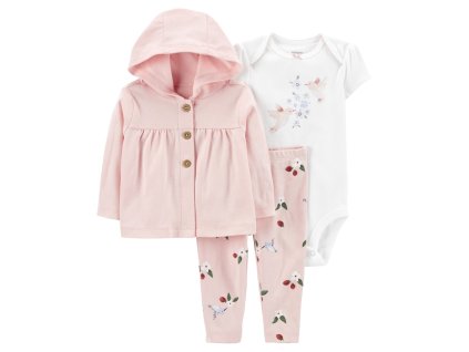 CARTERS CARTER'S Set 3dielny body kr. rukáv, kardigán, legíny Pink Hummingbird dievča 12m
