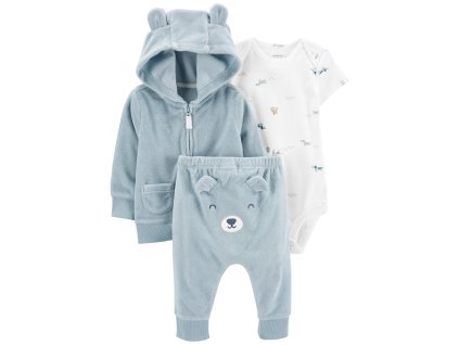 CARTERS CARTER'S Set 3dielny body kr. rukáv, tepláky, mikina Blue Dog chlapec LBB 3m