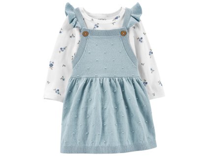 CARTERS CARTER'S Set 2dielny šaty, tričko dl. rukáv Blue Flowes dievča 12m