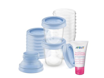 PHILIPS AVENT VIA Zásobníky na materské mlieko 10 ks + Krém na bradavky 30 ml