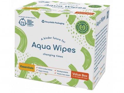 AQUA WIPES  Obrúsky 100% rozložitelné, 99% vody, 12x56ks = 672ks