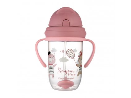 CANPOL  BABIES Hrnček netečúci so slamkou so závažím 270 ml 6m+ Bonjour Paris