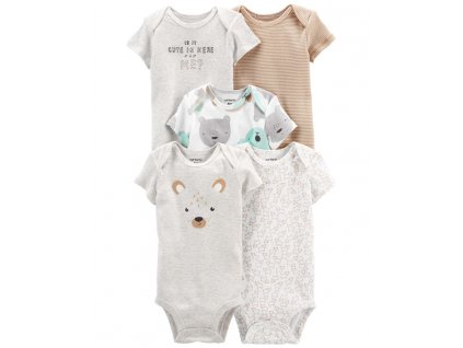 CARTERS CARTER'S Body krátky rukáv Animals neutrál LBB 5ks PRE