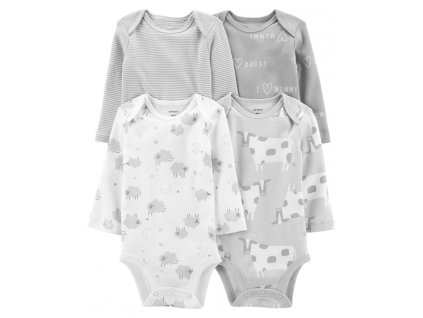 CARTERS CARTER'S Body dl. rukáv Grey neutrál 4ks 18m