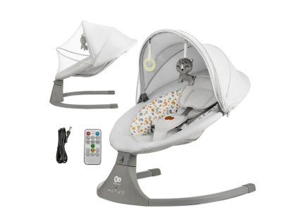 Lehátko pohupujúce s melódiou 2v1 Lumi, do 9 kg, Premium Light Grey KINDERKRAFT