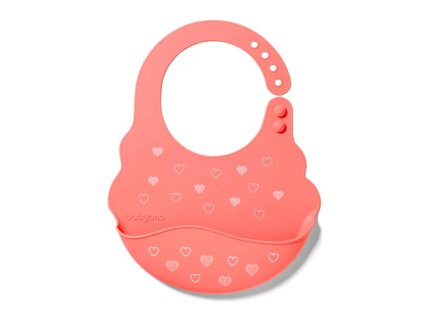 BABYONO  Podbradník silikónový so zapínaním Srdiečka