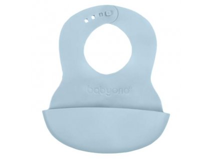 BABYONO  Podbradník mäkký plastový s vreckom bez BPA coral 6m+