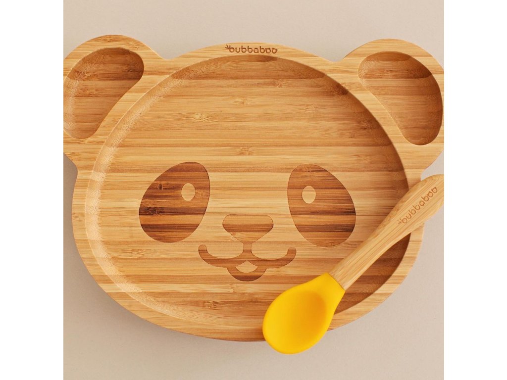Bambusový jídelní set - Panda žlutá - Mimiplace