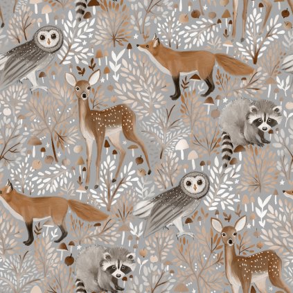 Brown and grey Forest Animals 25x25 cm