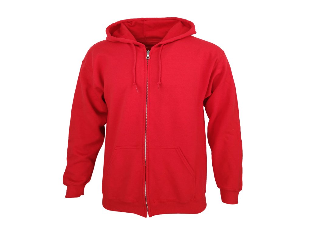 Dressa Vintage cipzáros pamut kapucnis pulóver - piros (Méret XXL, Szín Red (Piros))