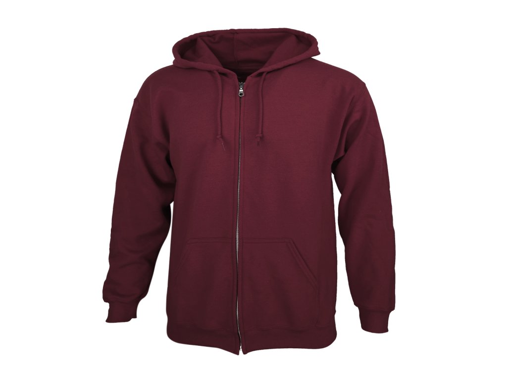 Dressa Vintage cipzáros pamut kapucnis pulóver - bordó (Méret XXL, Szín Maroon (Bordó))