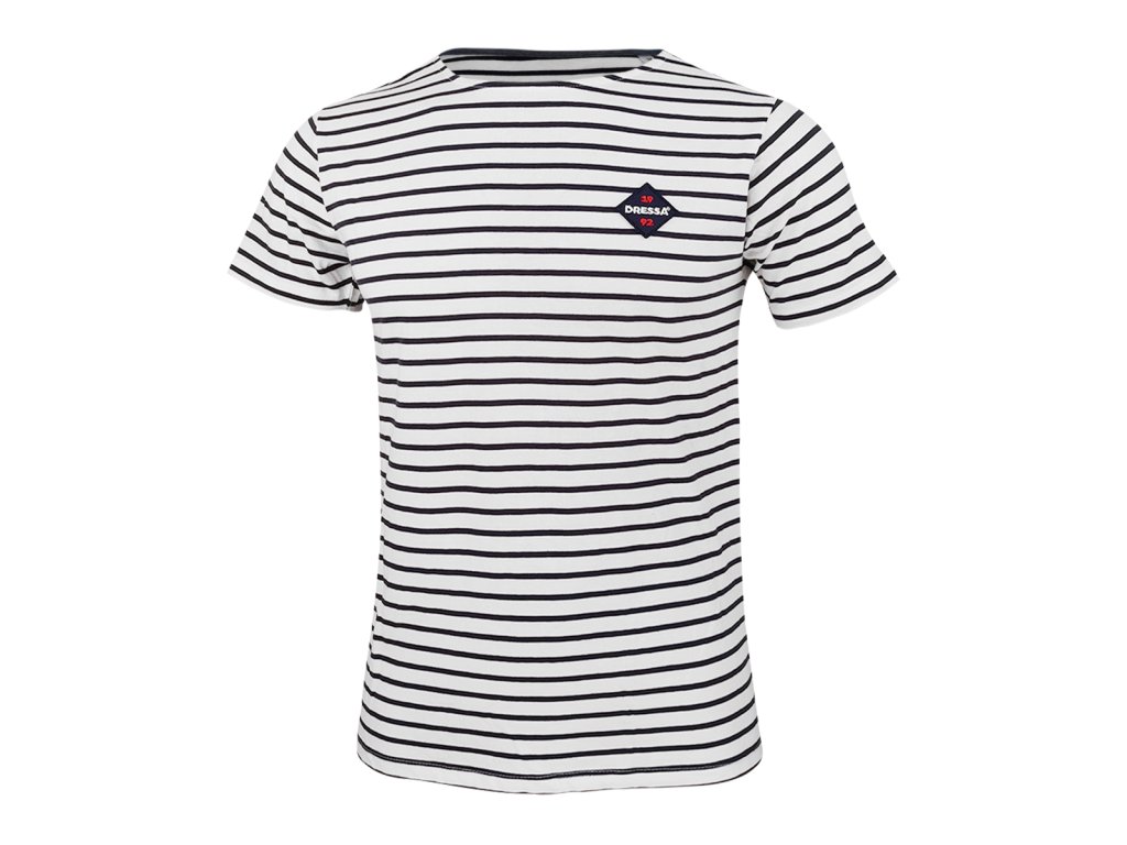 Dressa Vintage nagyméretű csíkos rövid ujjs férfi pamut póló - fehér (Méret 3XL, Szín White/Navy)